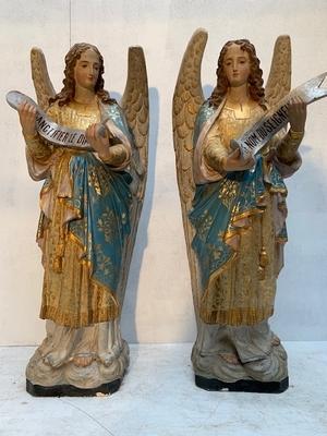 Angels en Terra-Cotta polychrome, France 19th century ( anno 1870 )