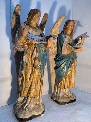 Angels en Terra-Cotta polychrome, France 19th century ( anno 1870 )