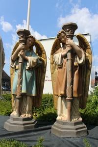 Angels en plaster polychrome, France 19th century