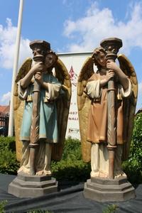 Angels en plaster polychrome, France 19th century