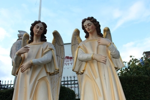 Angels en Terra-Cotta polychrome, France 19th century