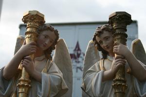 Angels en plaster polychrome, France 19th century