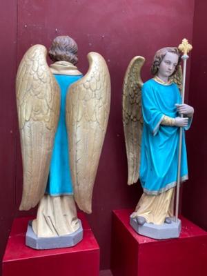 Angels en Composite Stone Polychrome, France 19 th century