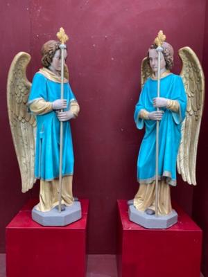 Angels en Composite Stone Polychrome, France 19 th century