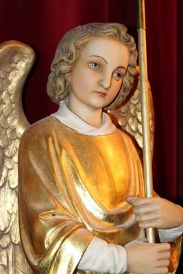 Angels Height Without Candle Holders 106 Cm en plaster polychrome / Gilt, France 19th century