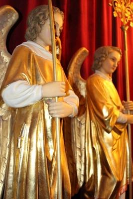 Angels Height Without Candle Holders 106 Cm en plaster polychrome / Gilt, France 19th century