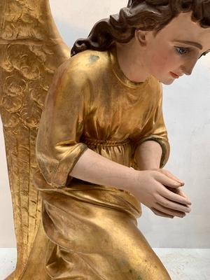 Angels Signed : Giscard en Plaster polychrome, Toulouse France 19th century ( anno 1870 )