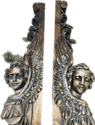 Architectural Ornaments en Hand - Carved Wood, Belgium 19th Century