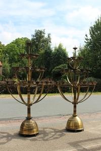 C A N D L E – H O L D E R S         style ART - DECO en Brass / Bronze, Dutch 20th century