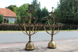C A N D L E – H O L D E R S         style ART - DECO en Brass / Bronze, Dutch 20th century