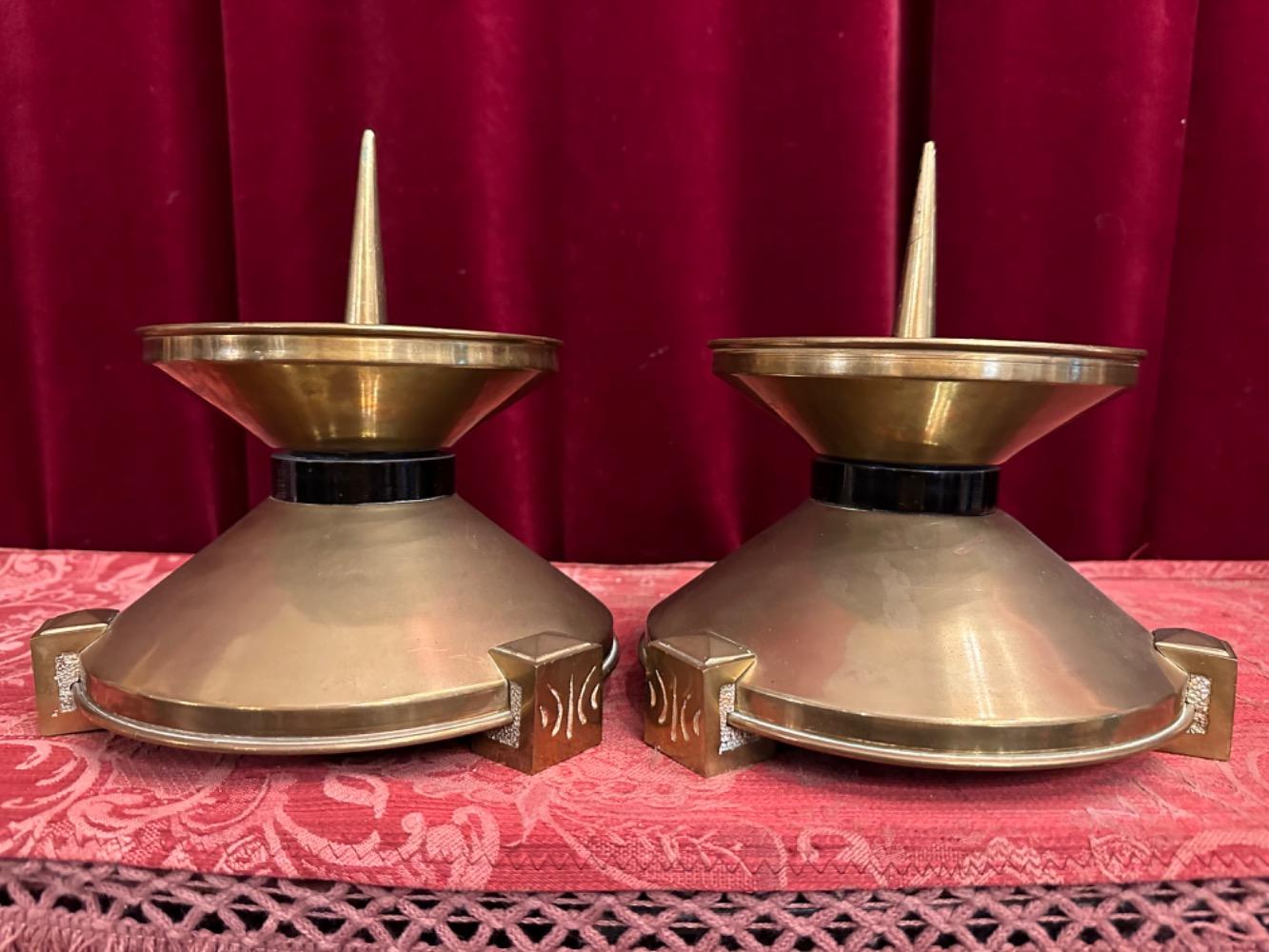 Pair art - deco Candle Holders Measures Without Pin