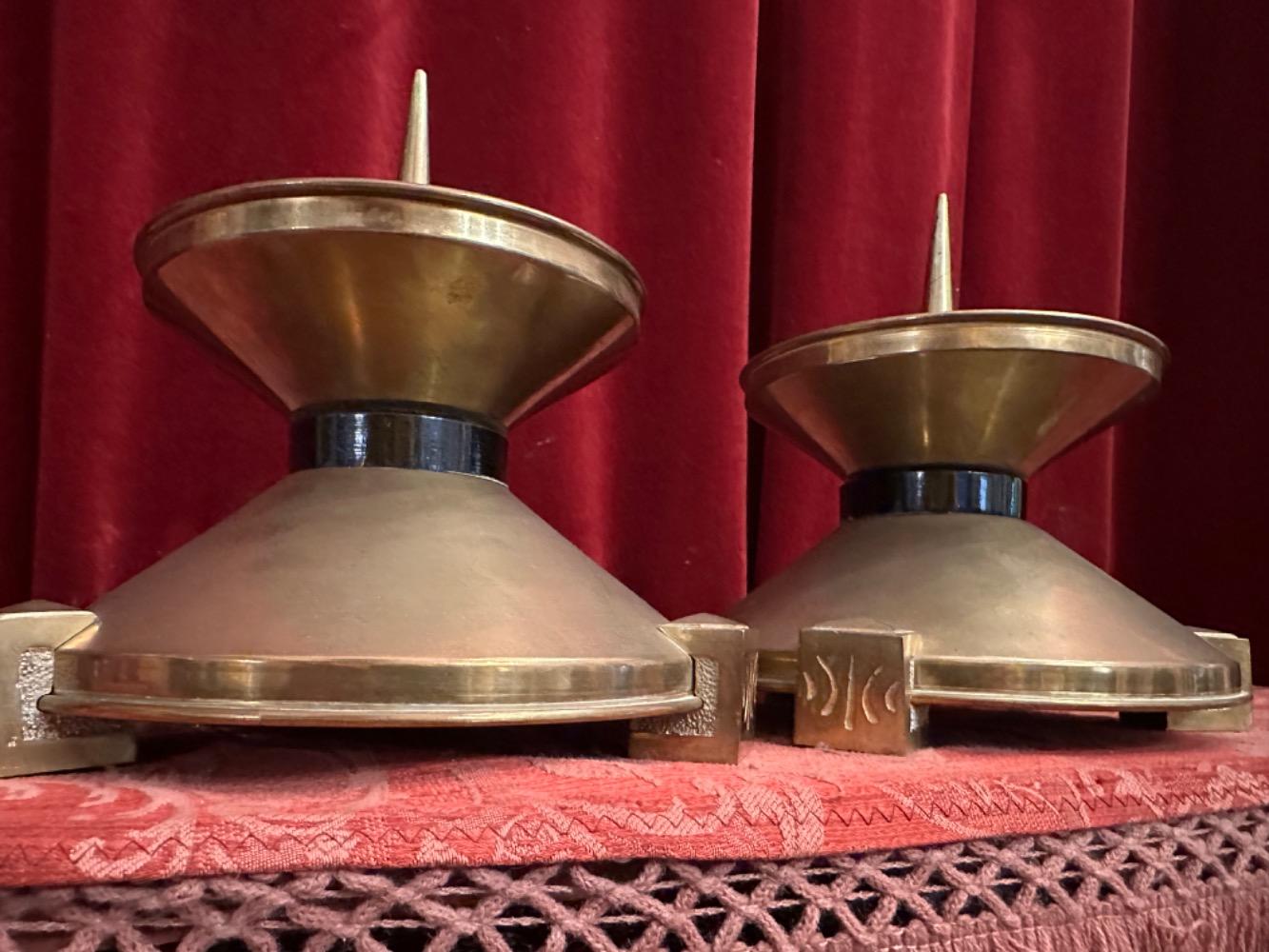 Pair art - deco Candle Holders Measures Without Pin
