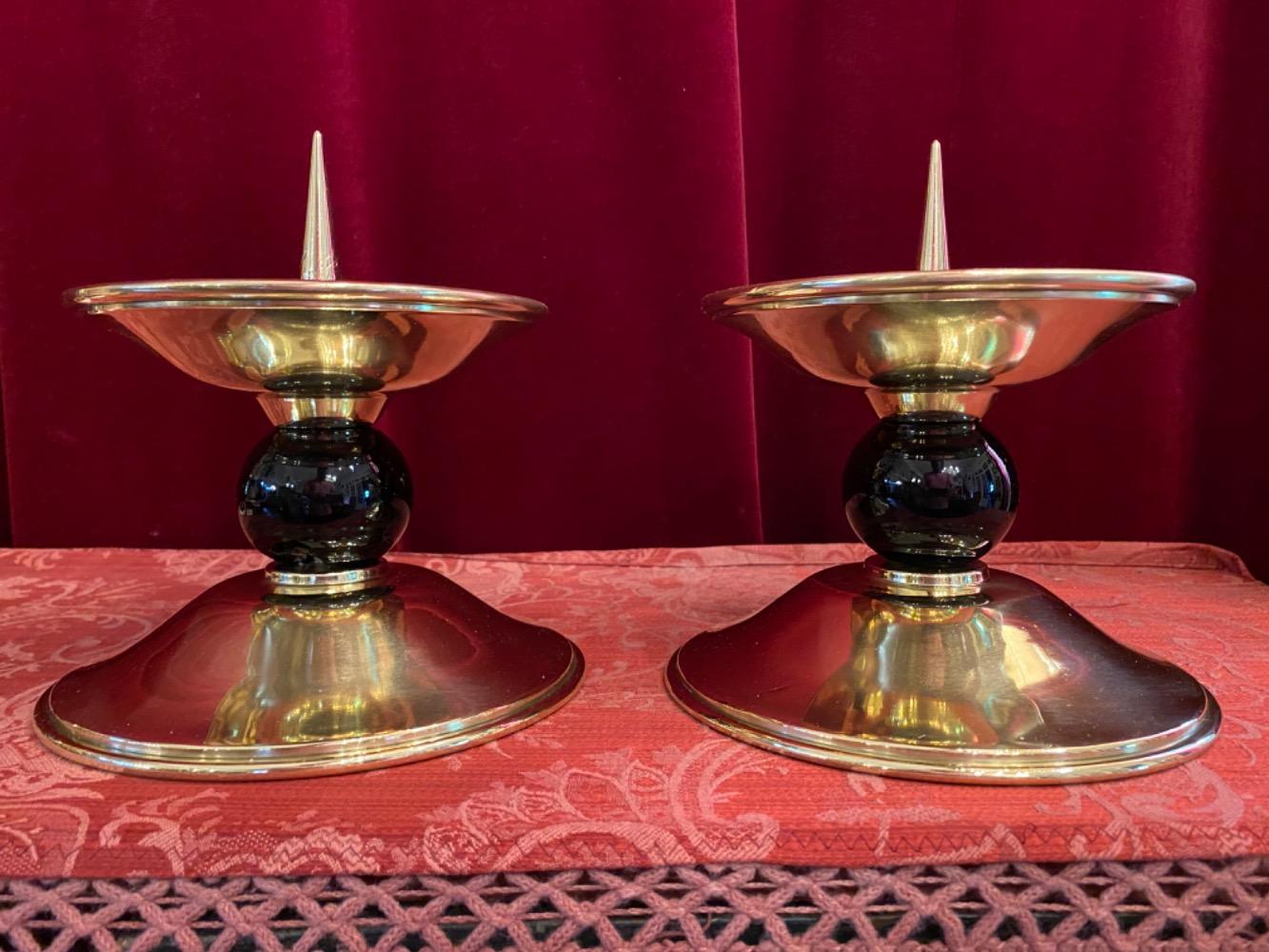 Pair art - deco Candle Holders Measures Without Pin