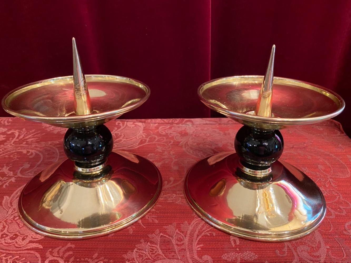 Pair art - deco Candle Holders Measures Without Pin