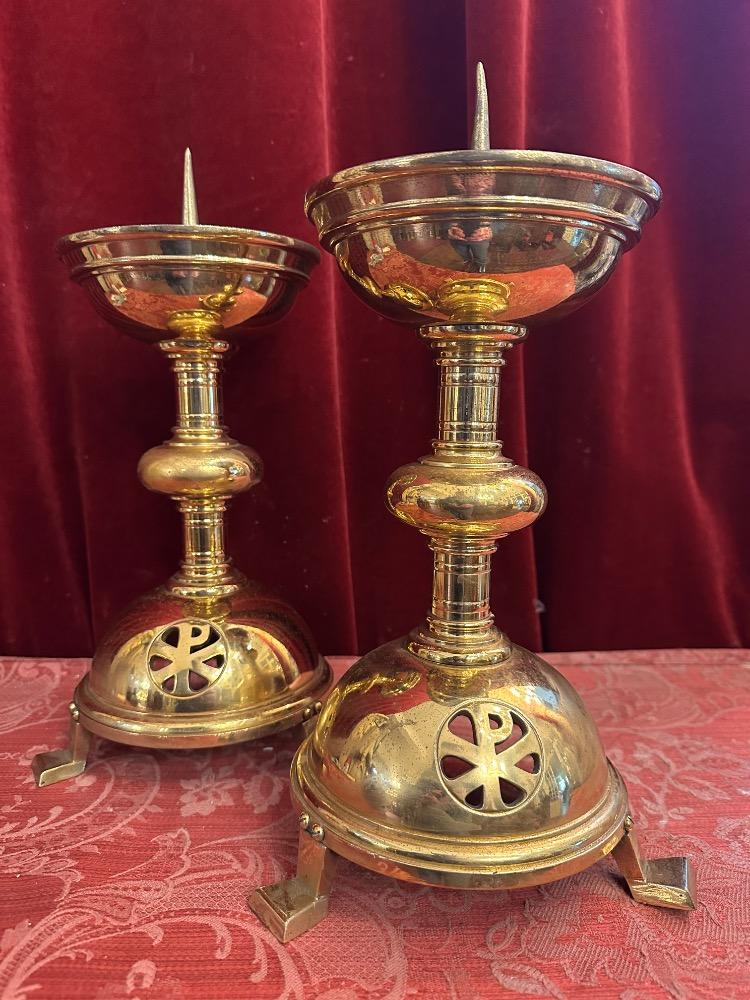 Pair art - deco Candle Holders Measures Without Pin