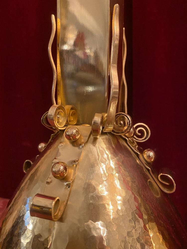 Pair  ART - DECO Candle - Holders Partly Hand - Hammered