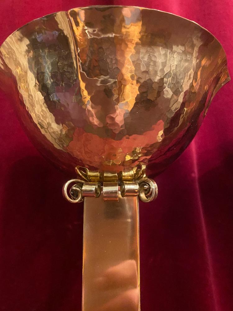 Pair  ART - DECO Candle - Holders Partly Hand - Hammered