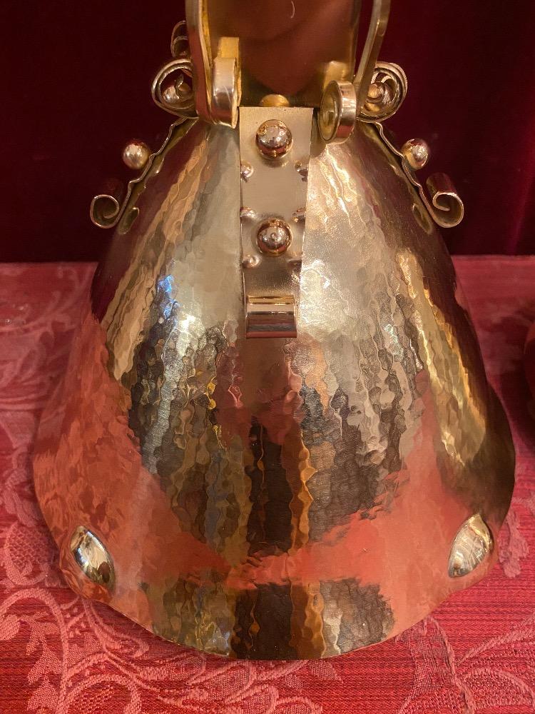 Pair  ART - DECO Candle - Holders Partly Hand - Hammered