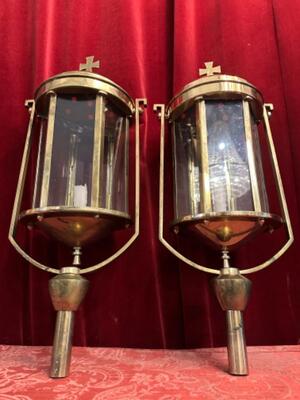 Lanterns style art - deco en Brass / Bronze / Glass, Belgium  20 th century ( Anno 1930 )