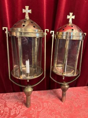 Lanterns style art - deco en Brass / Bronze / Glass, Belgium  20 th century ( Anno 1930 )