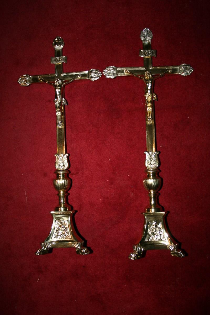 Pair Barok Identical Altar Crosses