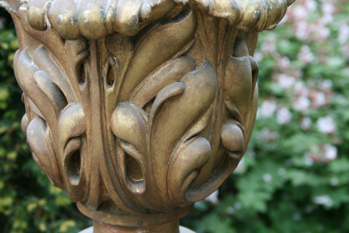 Pair barok Large Wooden Candle Sticks