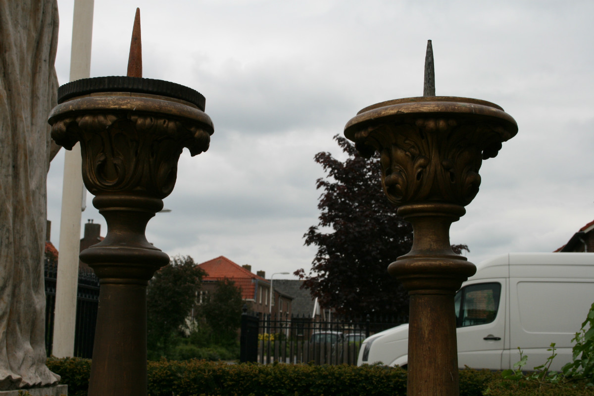 Pair barok Large Wooden Candle Sticks