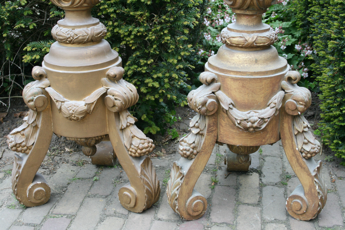 Pair barok Large Wooden Candle Sticks