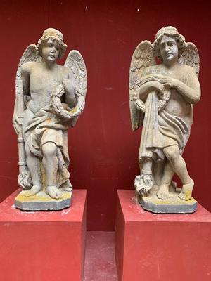 Angels style Baroque en hand-carved Sandstone, Hungary 19th century ( 1885 )