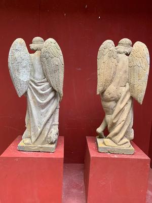 Angels style Baroque en hand-carved Sandstone, Hungary 19th century ( 1885 )