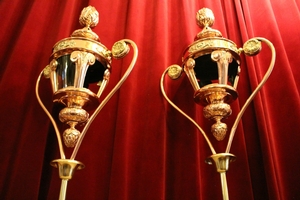 Baldachin-Lanterns style baroque en Brass / Red Copper, Belgium 18 th century