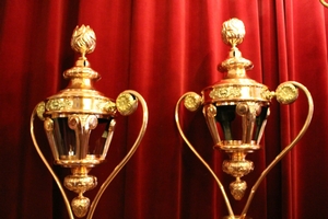 Baldachin-Lanterns style baroque en Brass / Red Copper, Belgium 18 th century