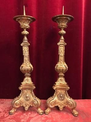 Candle Sticks style Baroque en Bronze / Gilt, France 19th century ( anno 1875 )