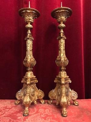 Candle Sticks style Baroque en Bronze / Gilt, France 19th century ( anno 1875 )