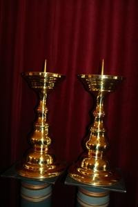 Candle Sticks style baroque en Brass / Polished / Varnished, Belgium 19th century