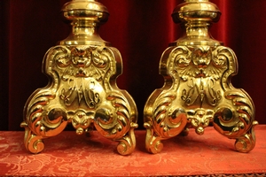 Candle Sticks style Baroque en Brass / Gilt, Belgium 19th century (1820)