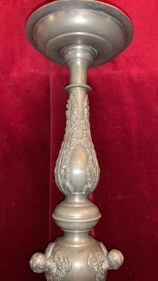 Candle Sticks Measures Without Pin style Baroque en Pewter, Belgium 19th century