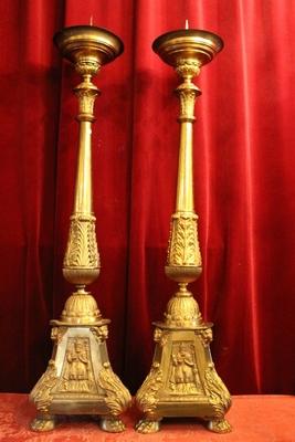 Candle Sticks Measures Without Pin style Baroque en Brass / Gilt, Belgium 19th century (anno 1840)