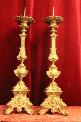 Candle Sticks Measures Without Pin style Baroque en Full - Bronze - Gilt, France 19th century ( anno 1870 )