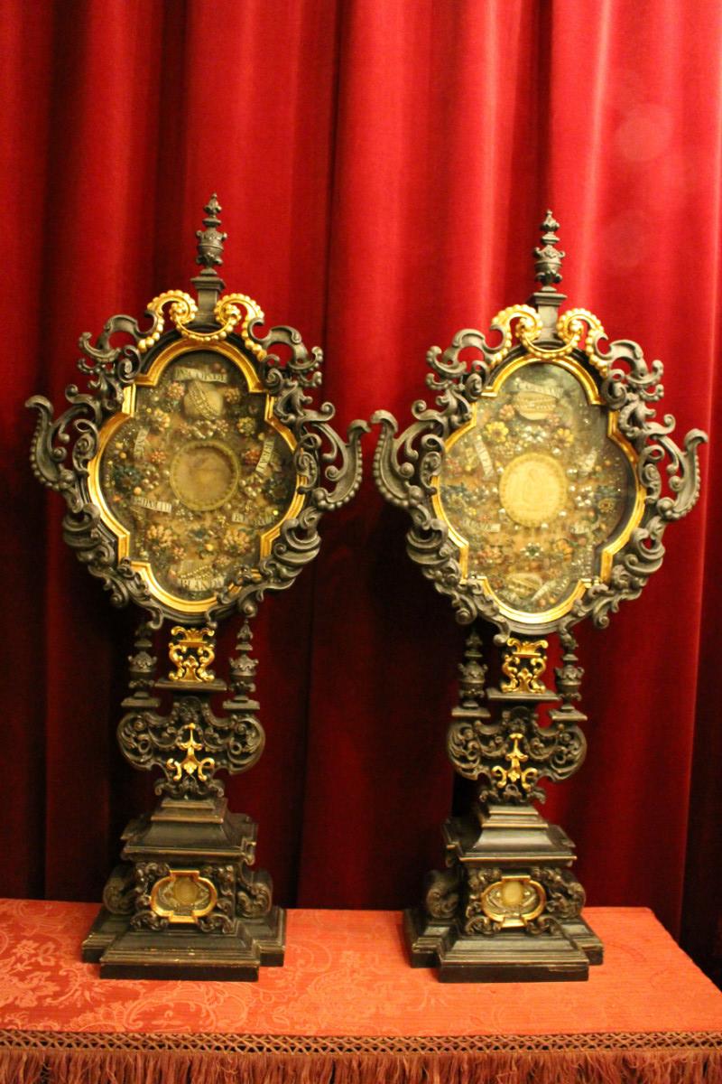 Pair Baroque Exceptional And Very Rare Reliquaries