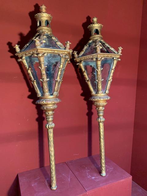 Pair Baroque Exceptional Pair Of Large Baroque Venetian Lanterns