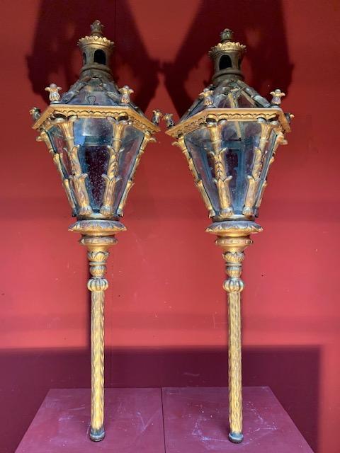 Pair Baroque Exceptional Pair Of Large Baroque Venetian Lanterns
