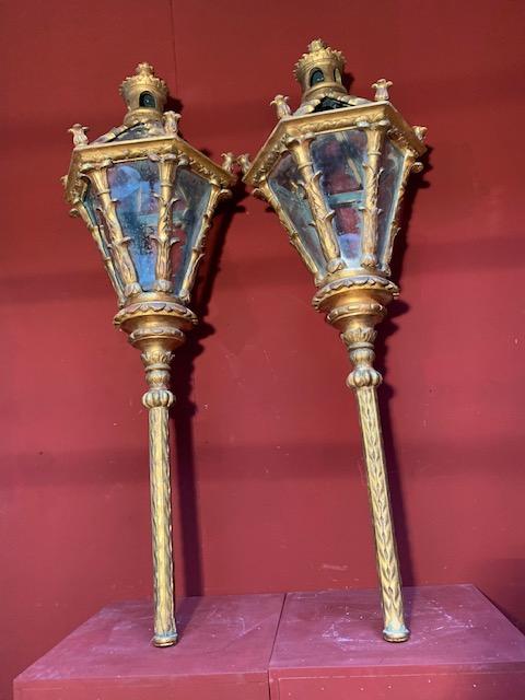 Pair Baroque Exceptional Pair Of Large Baroque Venetian Lanterns