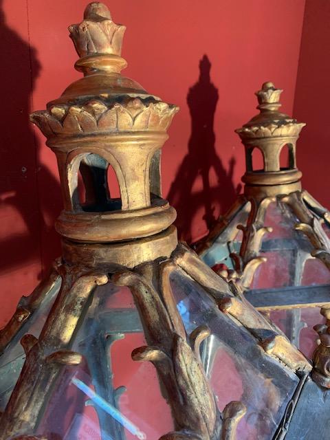 Pair Baroque Exceptional Pair Of Large Baroque Venetian Lanterns