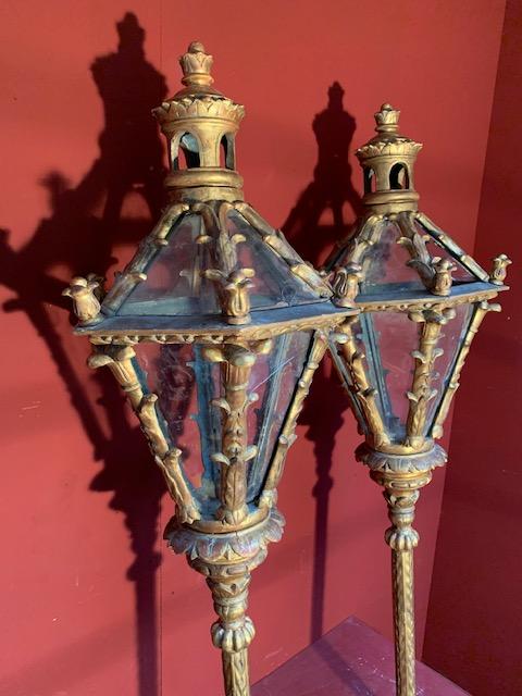 Pair Baroque Exceptional Pair Of Large Baroque Venetian Lanterns