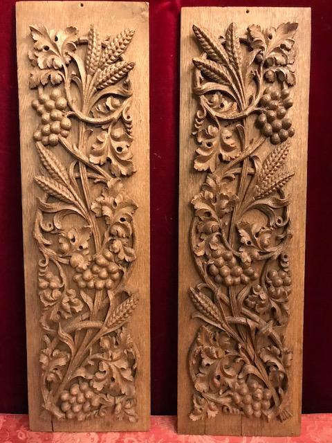 Pair Baroque Hand Carved Panels