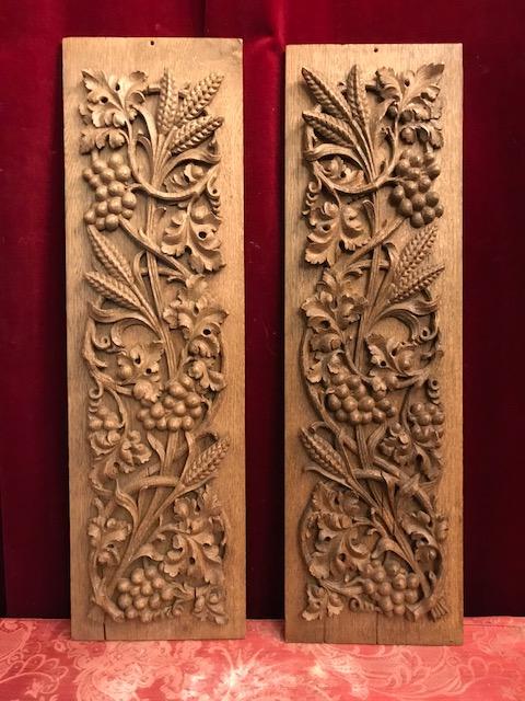 Pair Baroque Hand Carved Panels