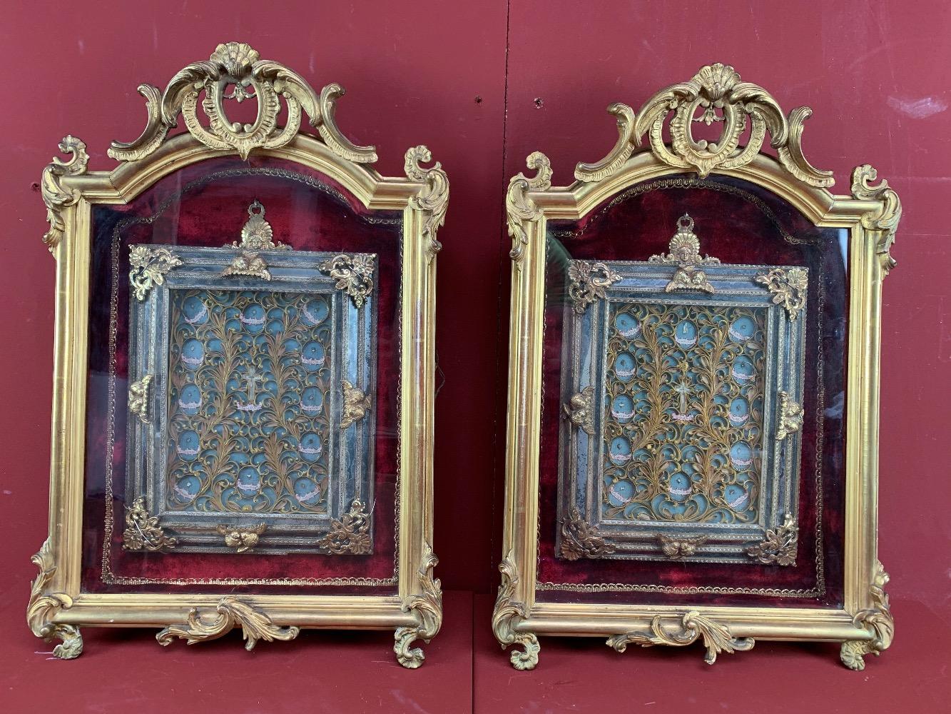 Pair  Baroque Important Matching Reliquaries Multiple Relics, Relics Of The True Cross Documents Most Probably Inside