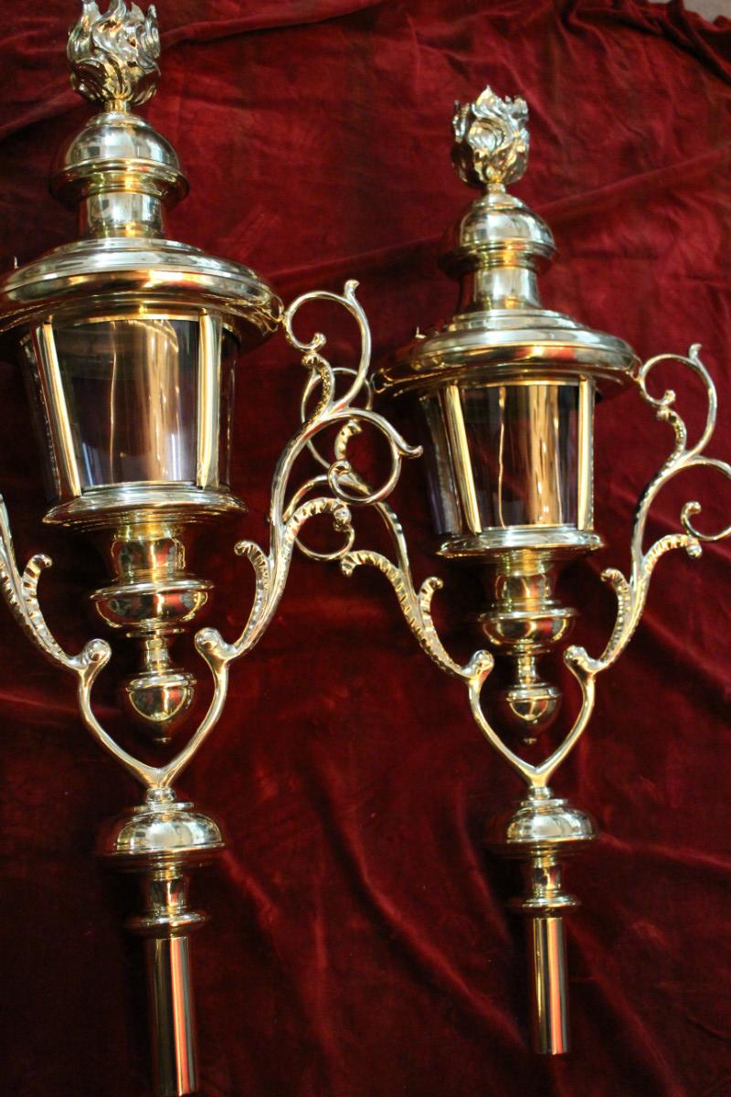 Pair  baroque Large Exceptional Baldachin-Lanterns.