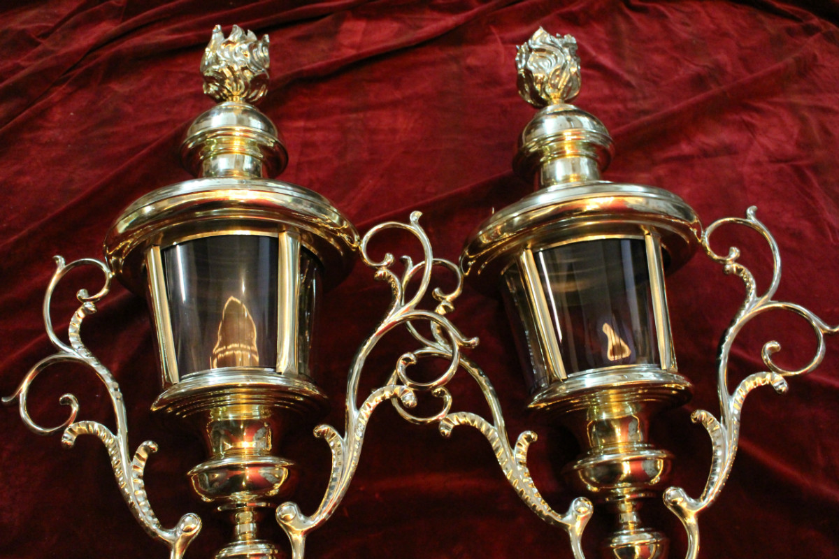 Pair  baroque Large Exceptional Baldachin-Lanterns.